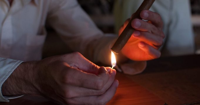 Lighting a tobacco