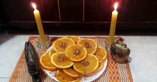 Ofrenda a Oshún con naranja